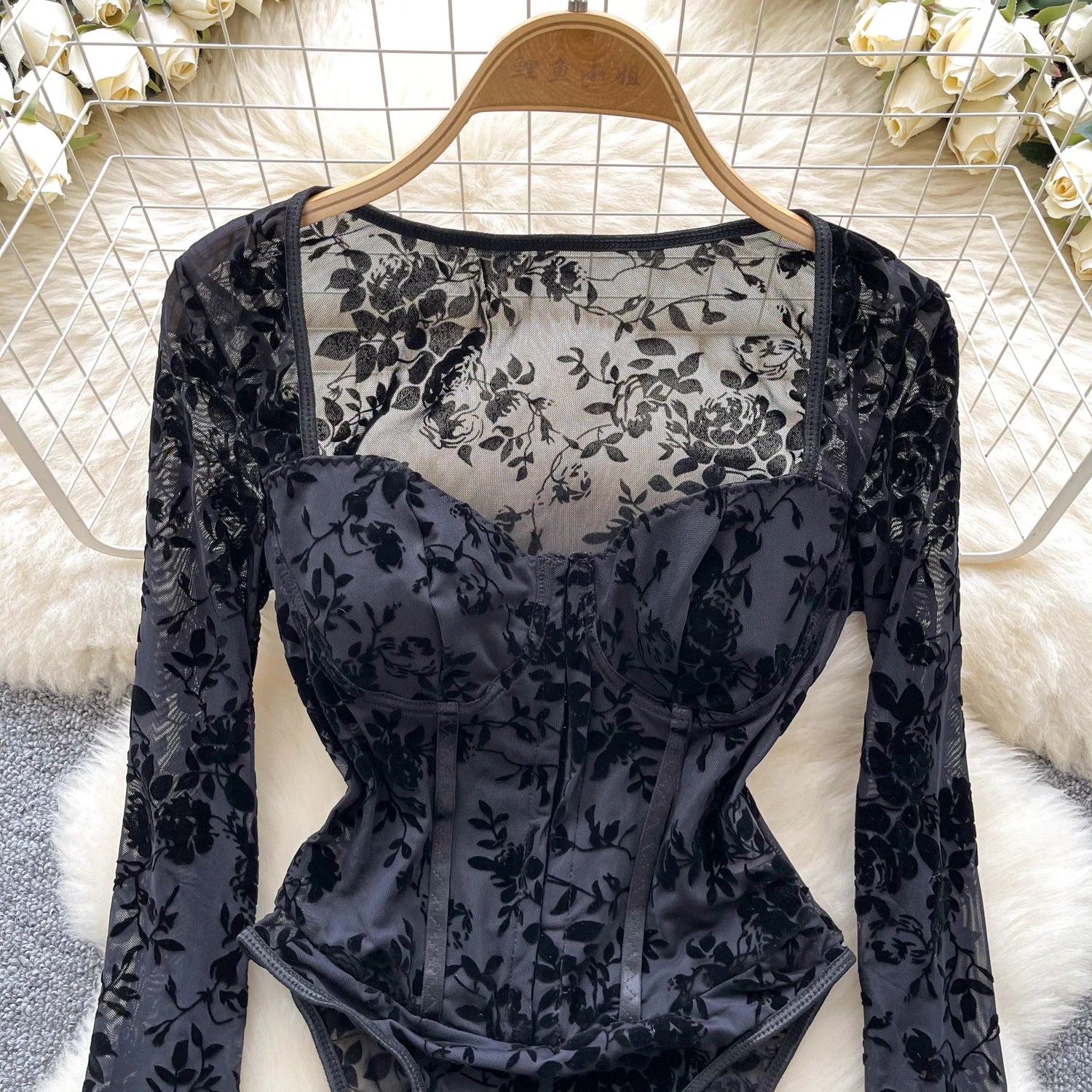 Body à fleurs floquées pour femmes