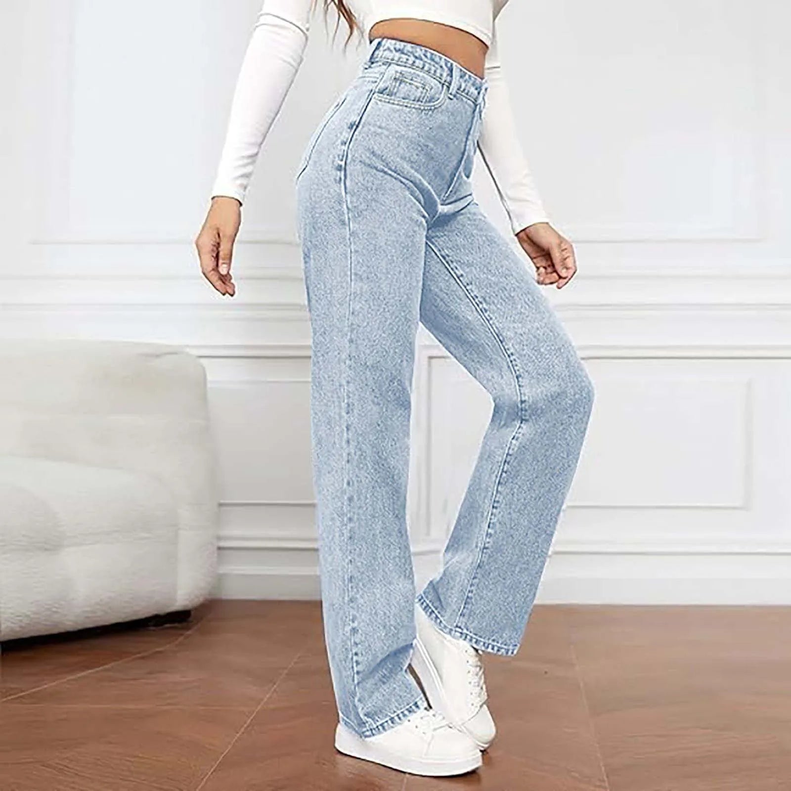 Pantalon Jean taille haute pour femmes