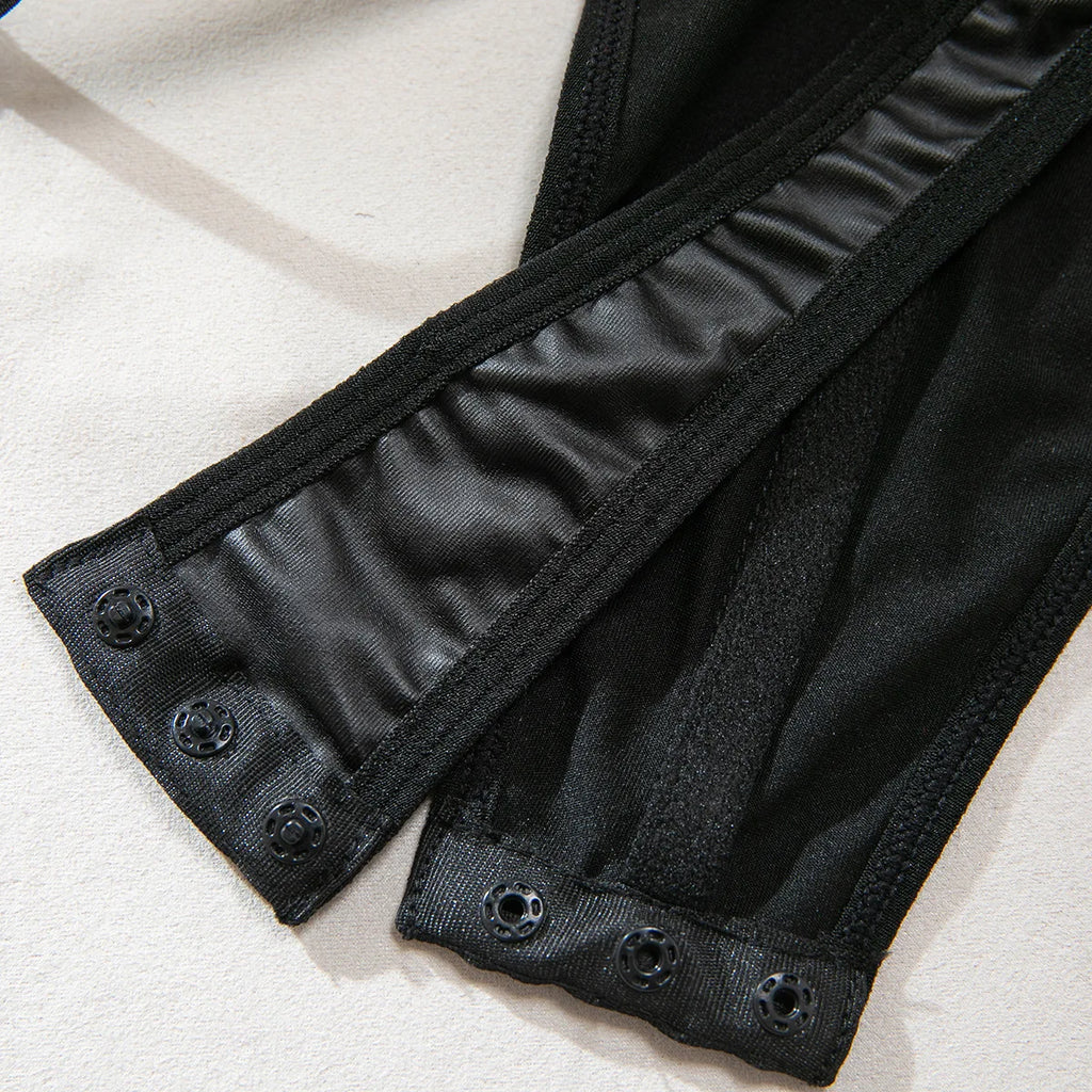 Body moulante en maille en cuir PU pour femmes