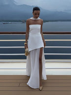 Robe longue en ruban sans bretelles pour femmes
