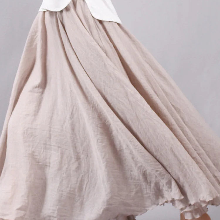 Jupe maxi en lin taille haute pour femmes