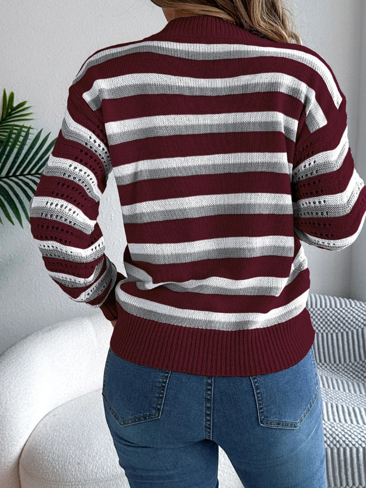 Pull Color Block Femme – Maille Décontractée