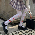 Collants en velours blanc cerise pour femmes