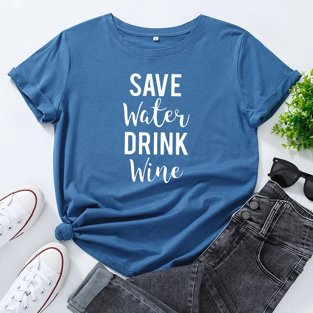 T Shirt imprimer en coton à manches courtes pour femmes