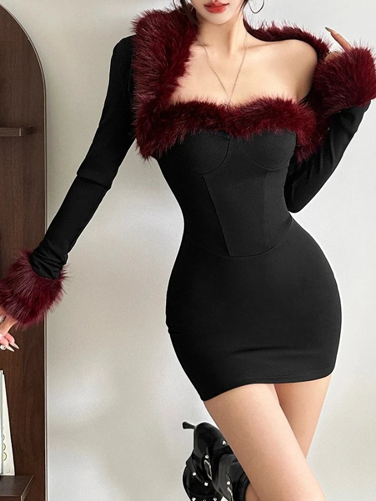 Ensembles deux pièces mini robe sans bretelle et cardigan vintage pour femmes