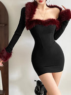 Ensembles deux pièces mini robe sans bretelle et cardigan vintage pour femmes