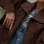 Veste courte ample marron vintage à revers asymétriques pour femmes