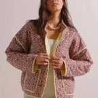 Veste en coton à imprimé floral vintage pour femmes