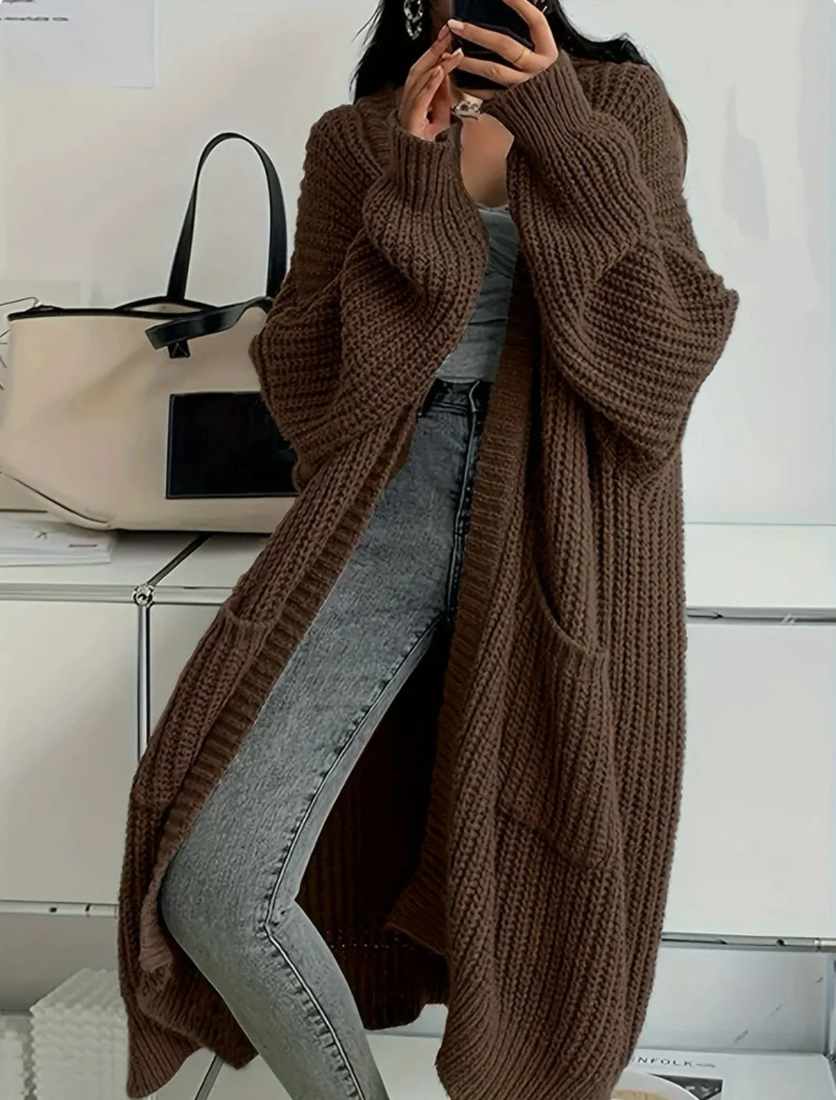 Cardigan longue tricoté pour femmes