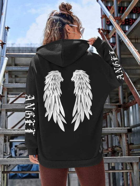 Sweat à Capuche Femme – Imprimé Ailes d’Ange