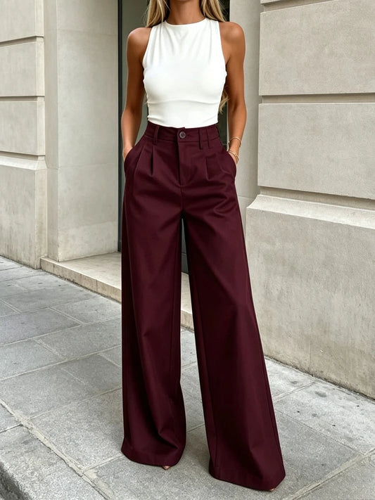 Pantalon de Costume Femme – Coupe Large et Fluide