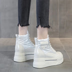 Bottines de neige en cuir de vache véritable pour femme