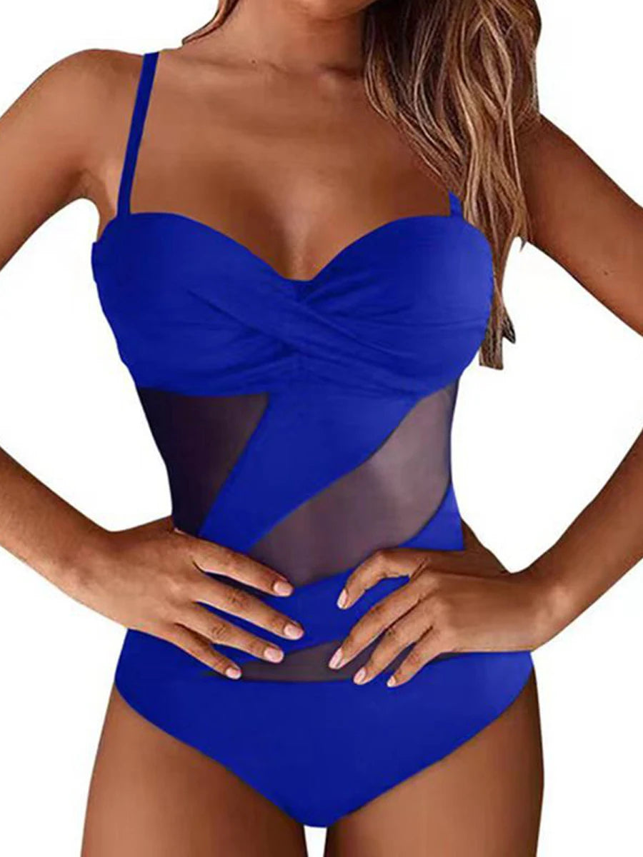 Maillot de bain une pièce à bretelles, dos nu pour femmes