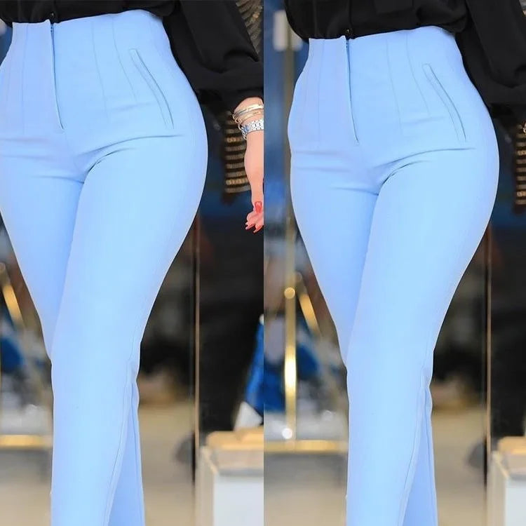 Pantalon plissé à fermeture éclair pour femmes