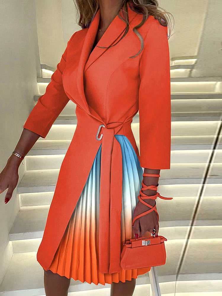 Robe de soirée à manches trois quarts et col en V pour femmes