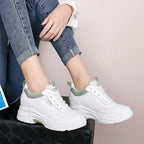 Baskets épaisses de 8cm en cuir véritable pour femmes