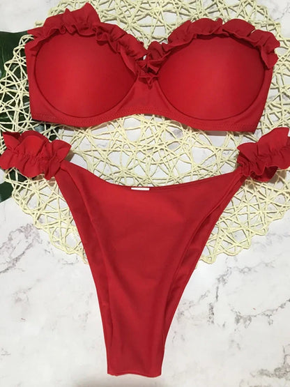 Bikini Léopard 2 Pièces Femme – Détails à Volants
