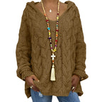Pull torsadé tricoté de couleur pure pour femmes