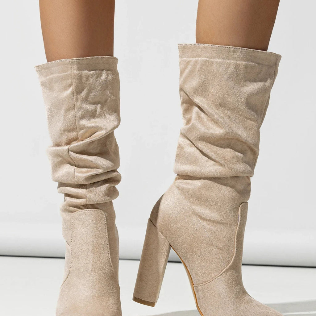 Bottes mi-mollet à talons épais pour femmes
