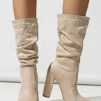 Bottes mi-mollet à talons épais pour femmes