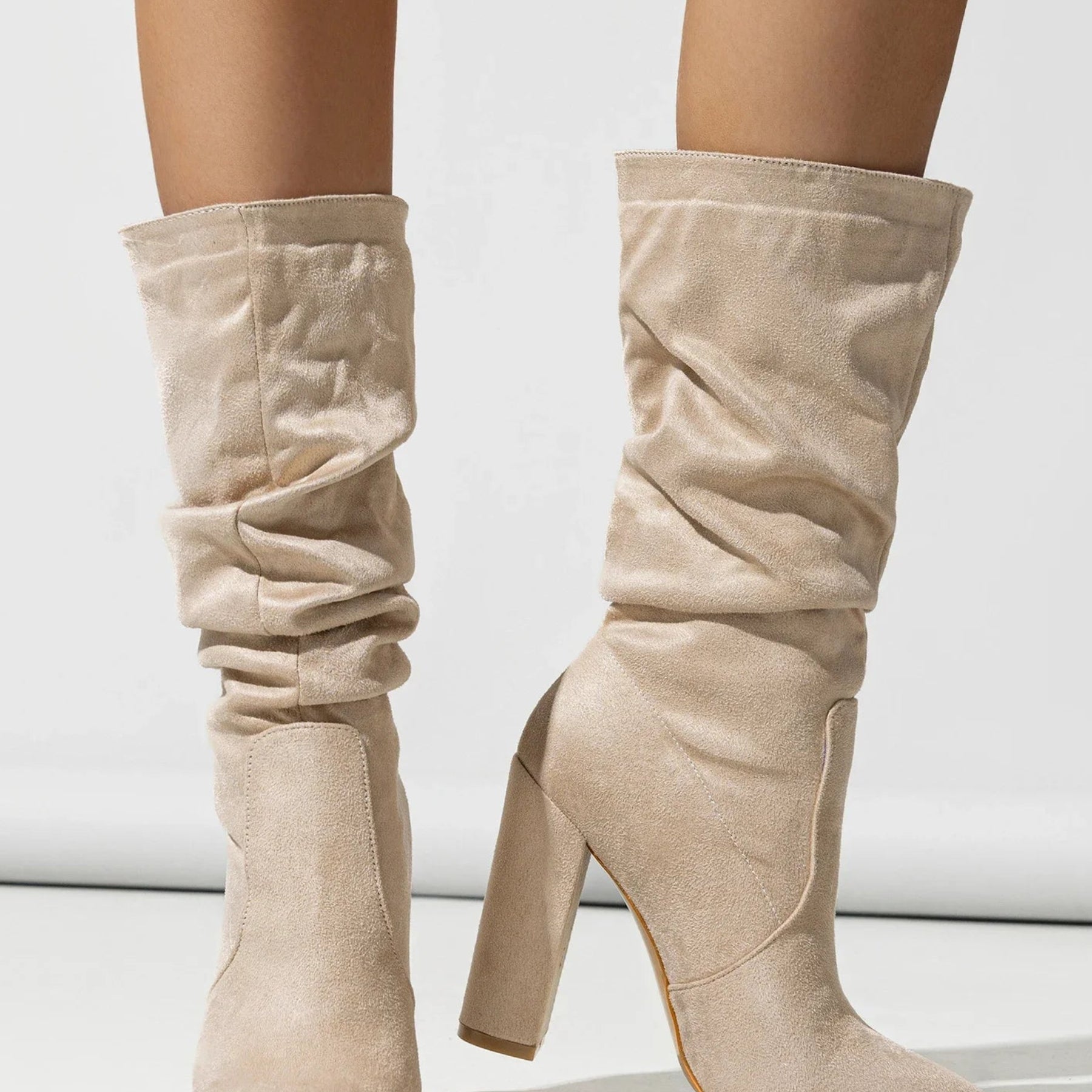 Bottes mi-mollet à talons épais pour femmes