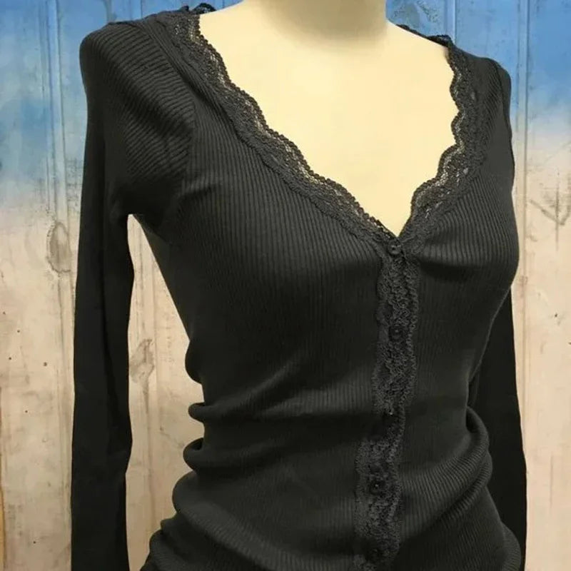 Cardigan décontracté tricots dentelle pour femmes