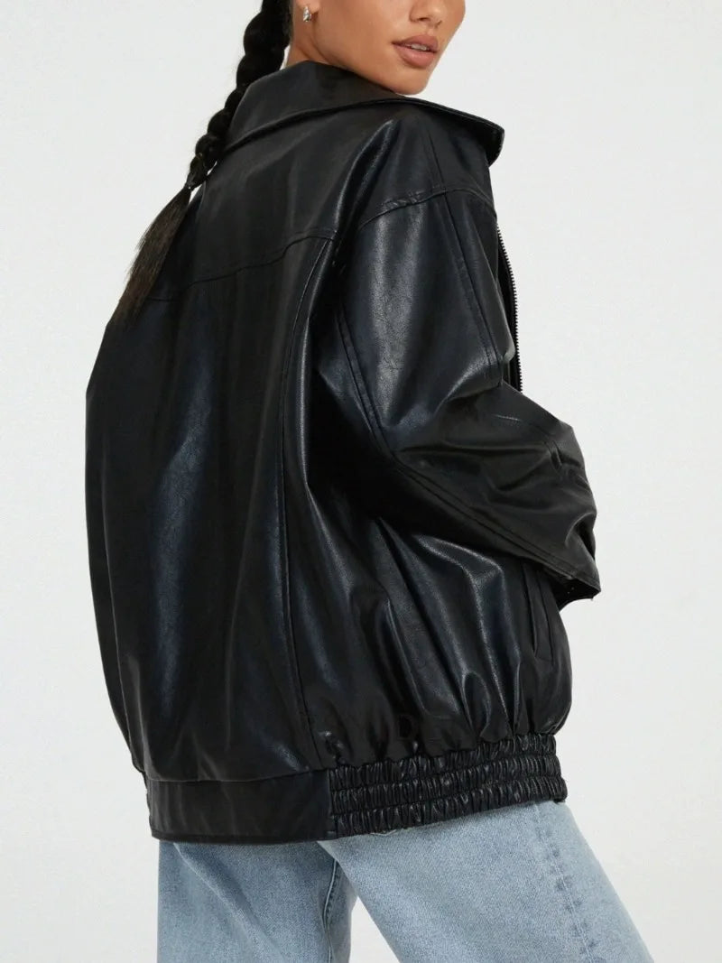 Veste en cuir PU hauts femmes