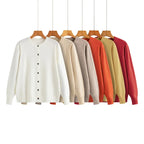Cardigan tricoté à col rond pour femmes