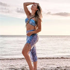 Ensemble maillot de bain trois pièces avec coussinet de poitrine sans armatures pour femmes