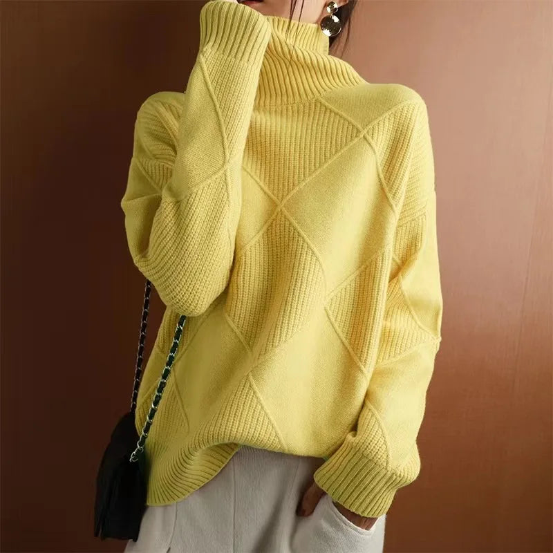 Pull à col roulé en cachemire pour femmes