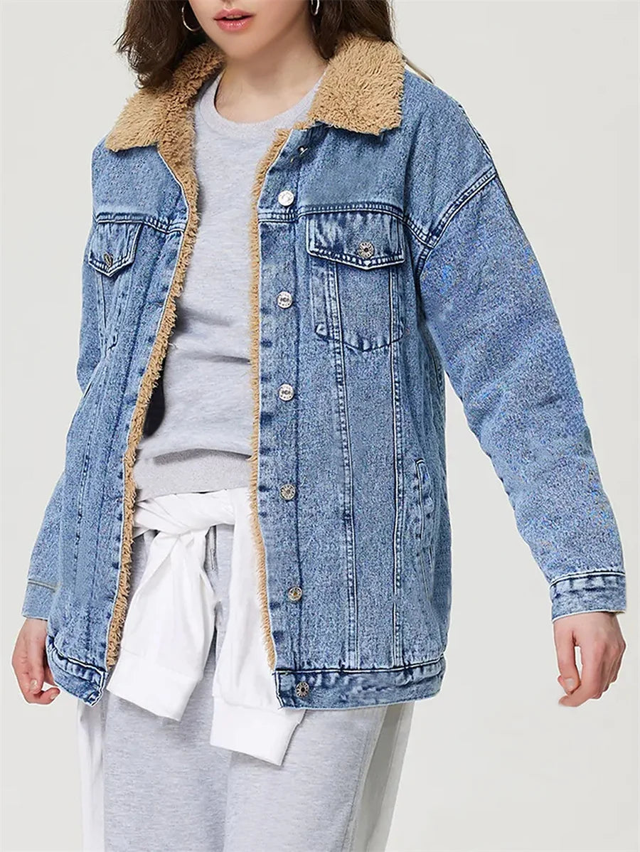 Veste en jean vintage à simple boutonnage pour femmes