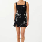 Mini robe à bretelles imprimée à paillettes pour femmes