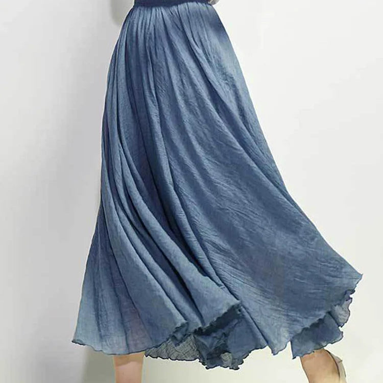 Jupe maxi en lin taille haute pour femmes