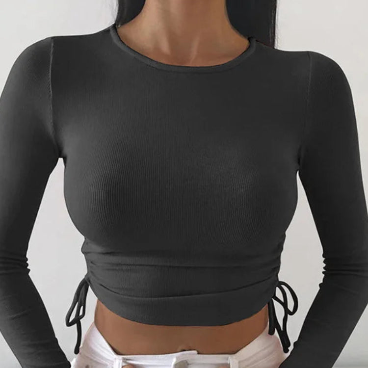 T-Shirt à manches longues et col rond pour femmes