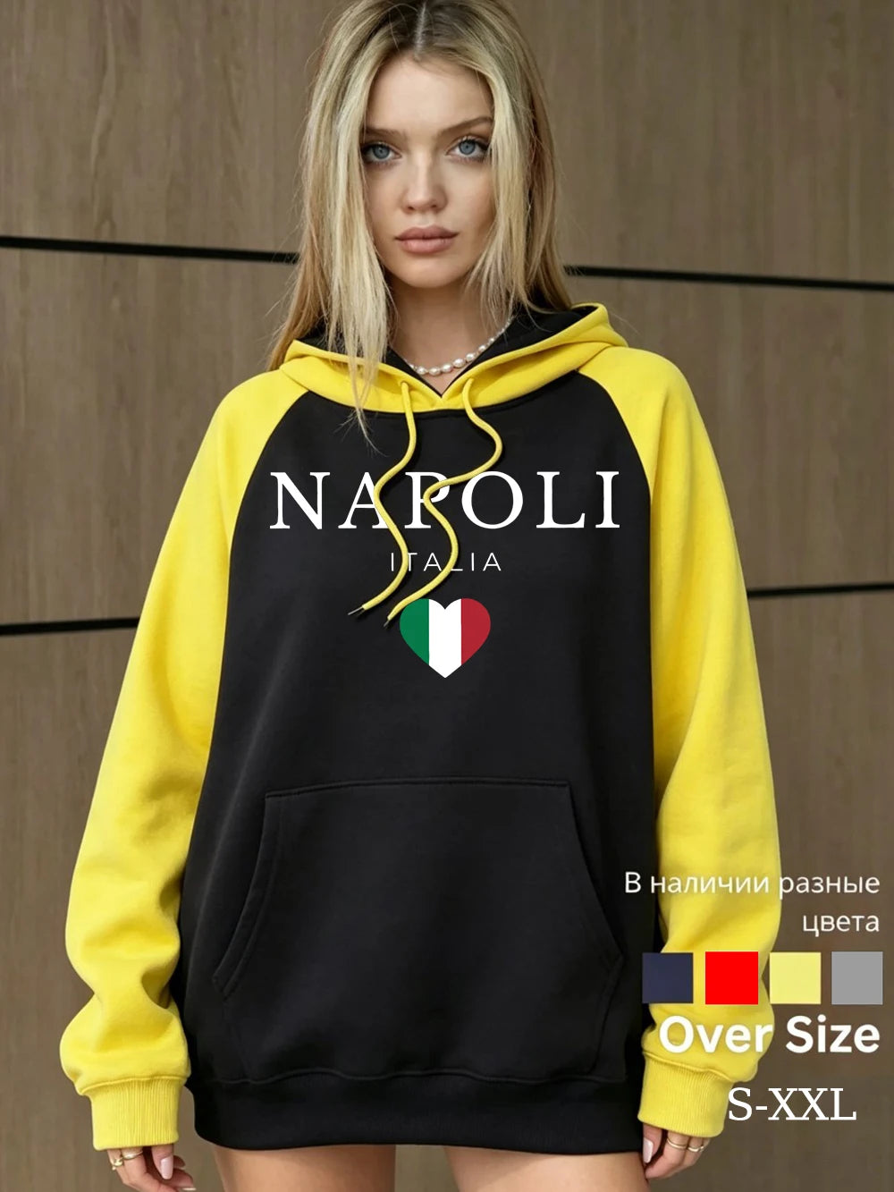Sweat à capuche raglan imprimé Napoli pour femmes