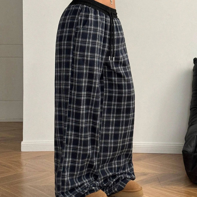 Pantalon Baggy à carreaux décontracté pour femmes
