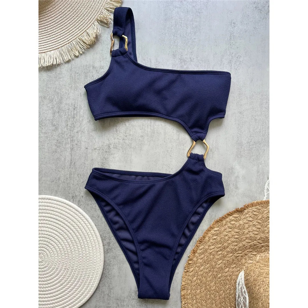 Maillot de bain une pièces à épaule dénudée pour femmes