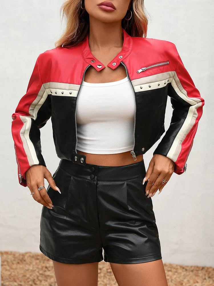 Veste en similicuir vintage pour femmes