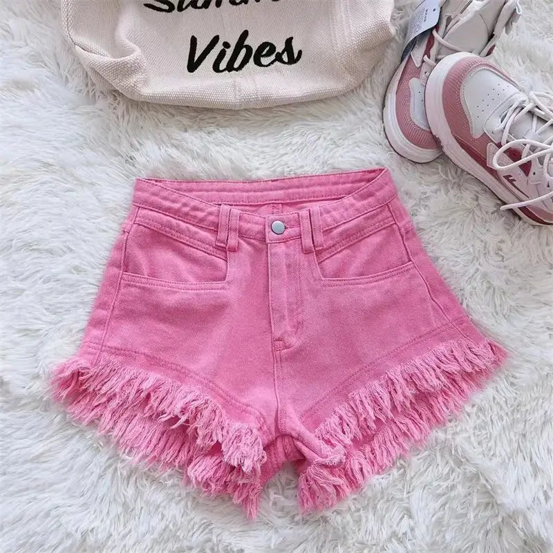Short à franges patchwork pour femmes