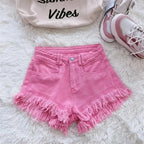 Short à franges patchwork pour femmes