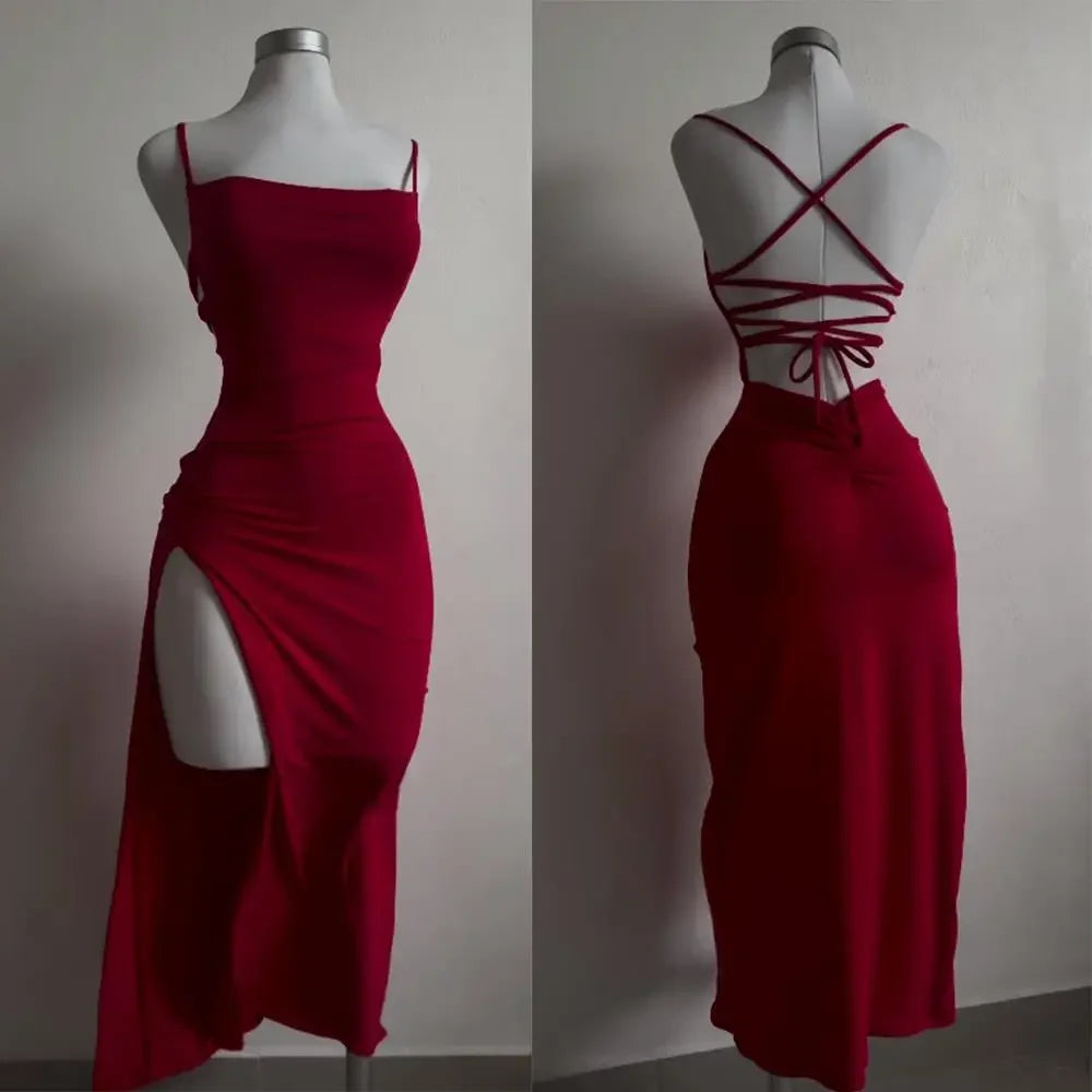Robe longue rouge élégante pour femmes