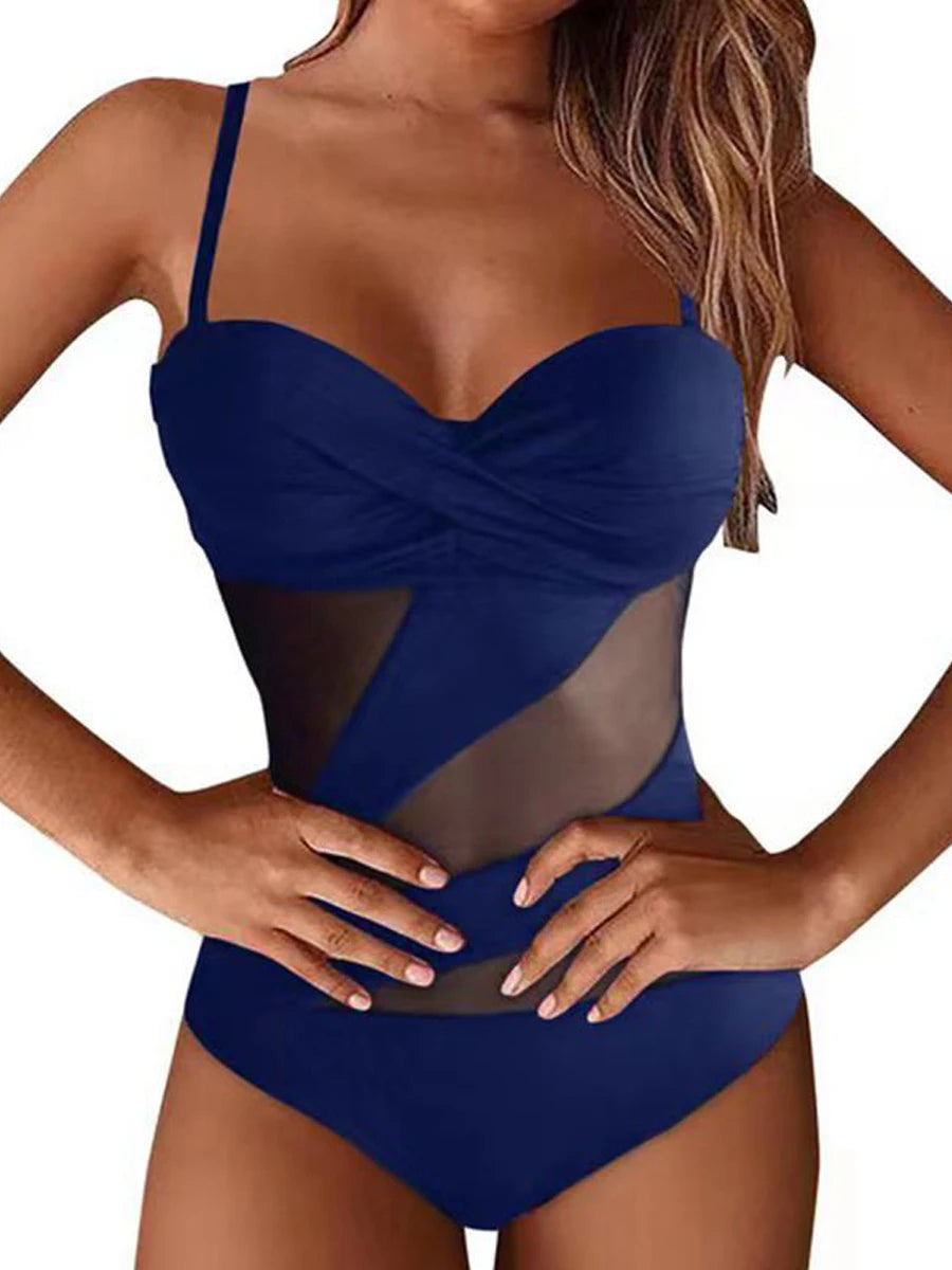 Maillot de bain une pièce à bretelles, dos nu pour femmes