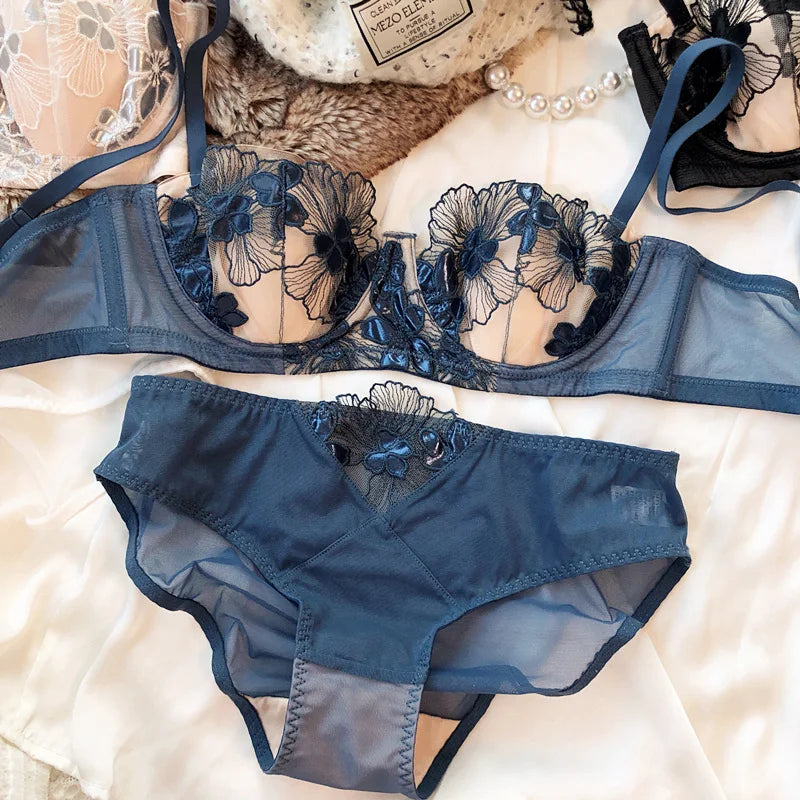 Ensemble soutien-gorge push-up sexy en maille respirante et culotte pour femmes