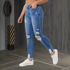 Jean Skinny déchiré taille haute pour femmes