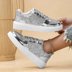 Chaussures décontractées sportives brillantes en cuir pour jeunes femmes