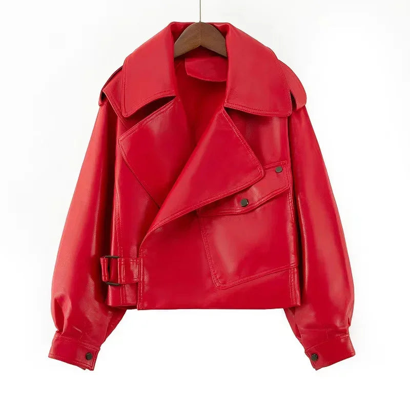 Veste en similicuir souple pour femmes