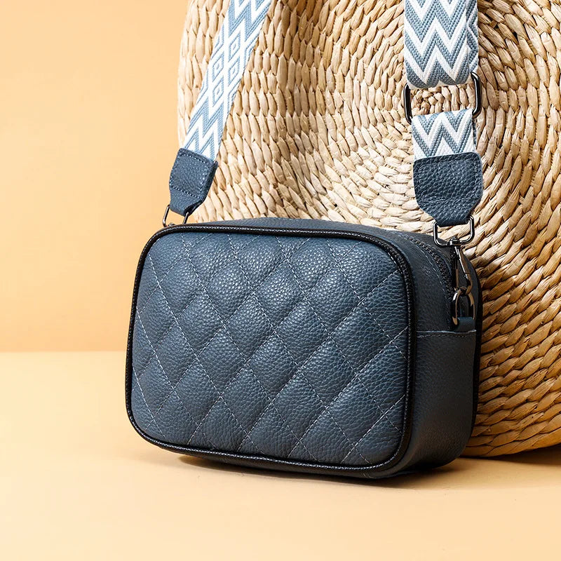 Sac bandoulière brodé en cuir véritable tendance pour femmes