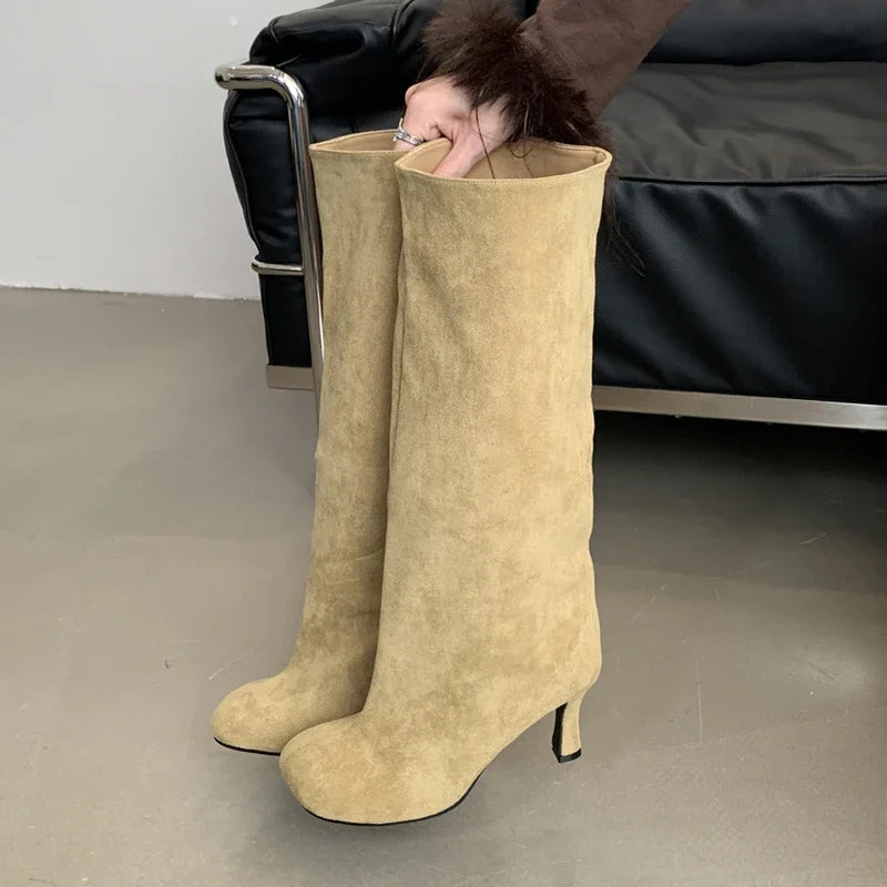 Bottes hautes à bout rond pour femmes
