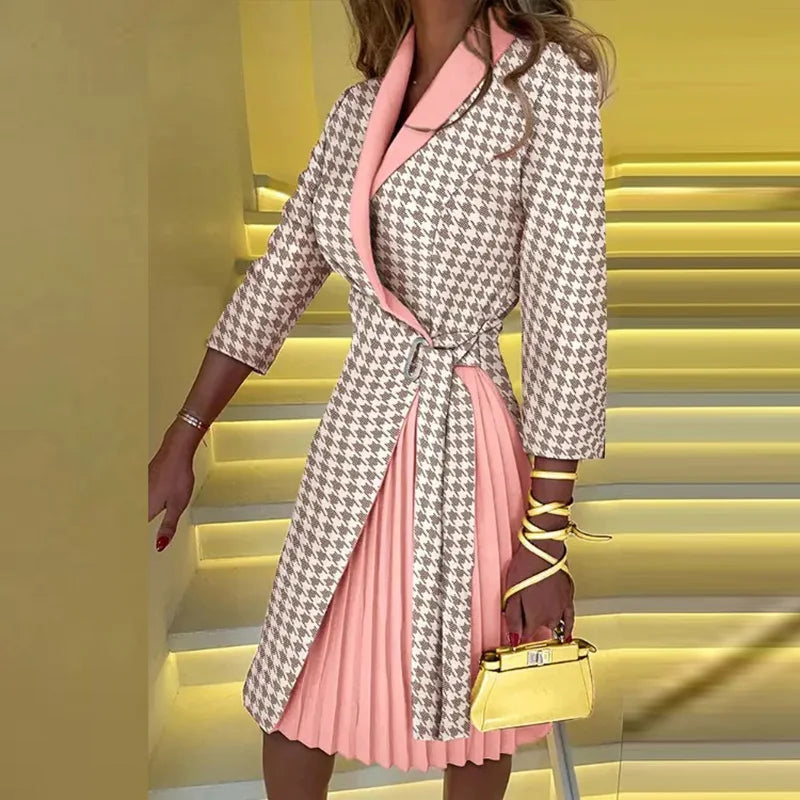 Robe de soirée à manches trois quarts et col en V pour femmes