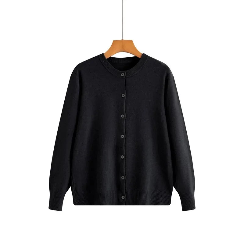 Cardigan tricoté à col rond pour femmes